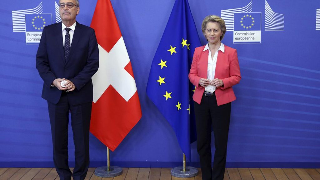 Switzerland and European Union flags side by side